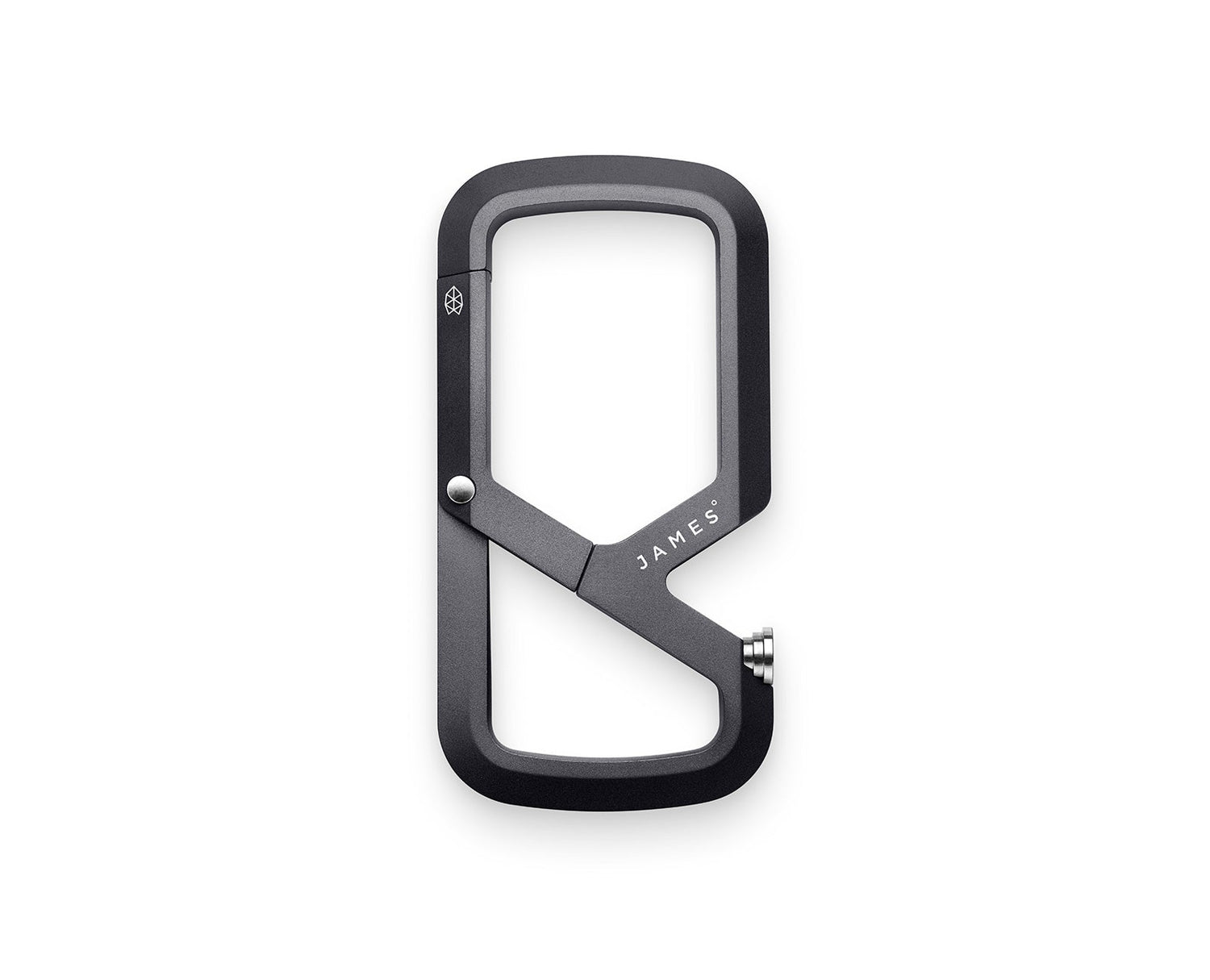 The Mehlville EDC keychain carabiner in space gray.