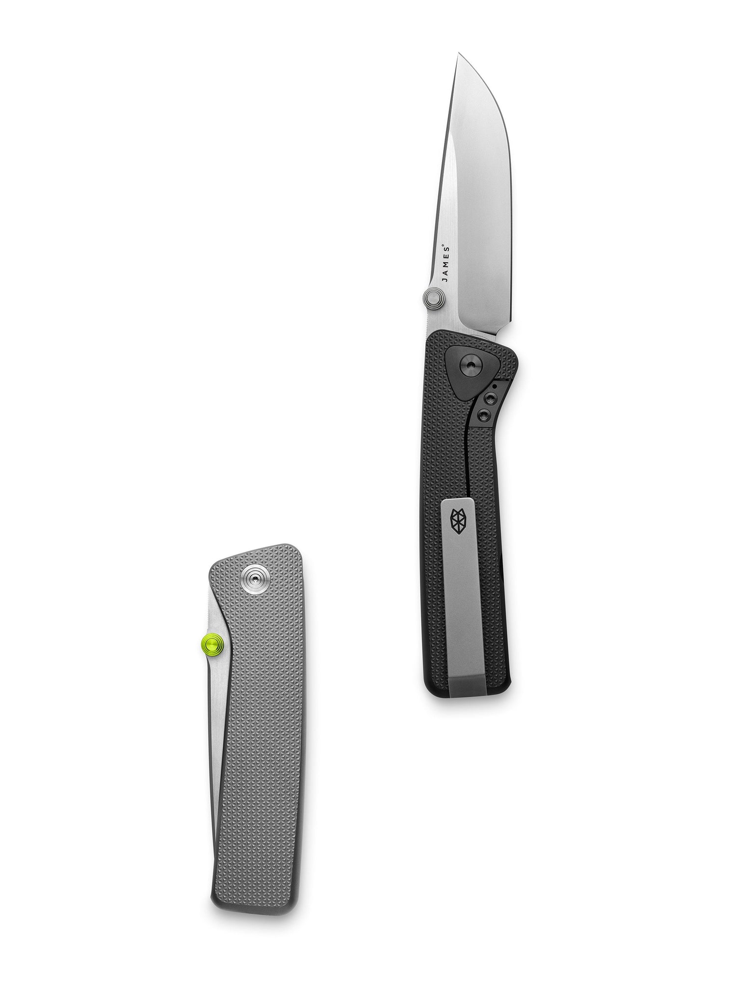 The Barnes integral EDC titanium folding frame lock pocket knife closed and opened.