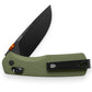 The Carter EDC folding slide lock pocket knife in OD green, orange, and black.