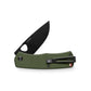 The Folsom EDC folding liner lock pocket knife with OD green and orange case and black blade.