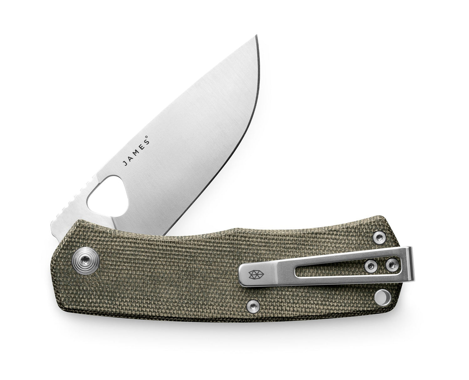 The Folsom EDC folding liner lock pocket knife with OD Green handle and stainless steel blade.