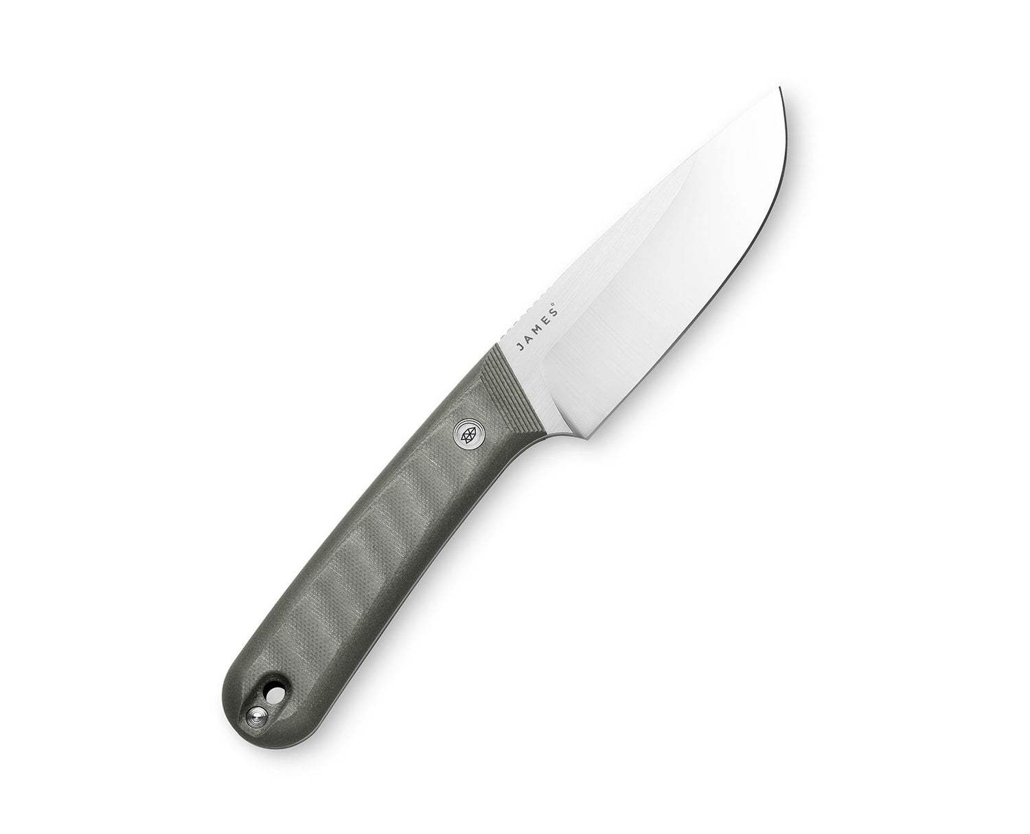 The Hells Canyon fixed blade camping knife with primer gray handle and stainless steel blade.