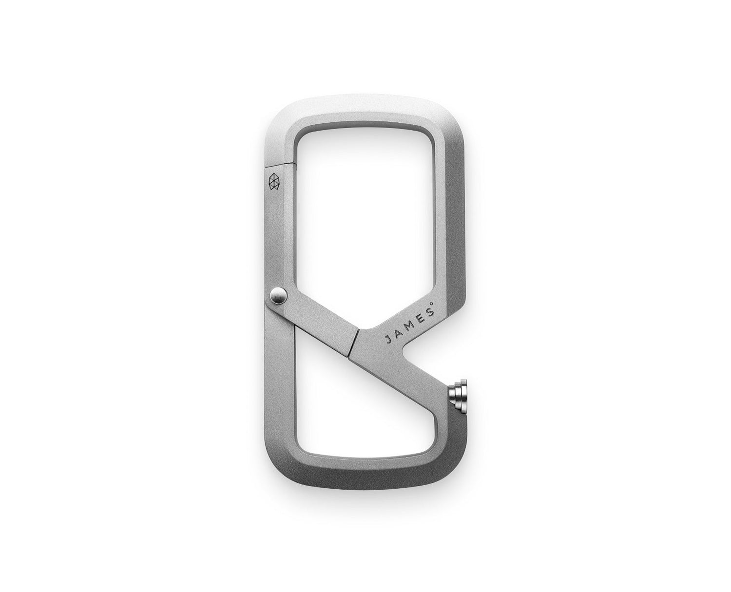 The Mehlville EDC keychain carabiner in titanium.