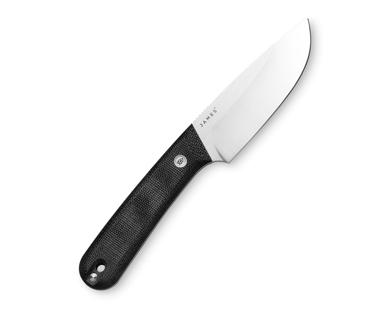 The Hell Gap fixed blade camping knife with black handle and stainless steel blade.