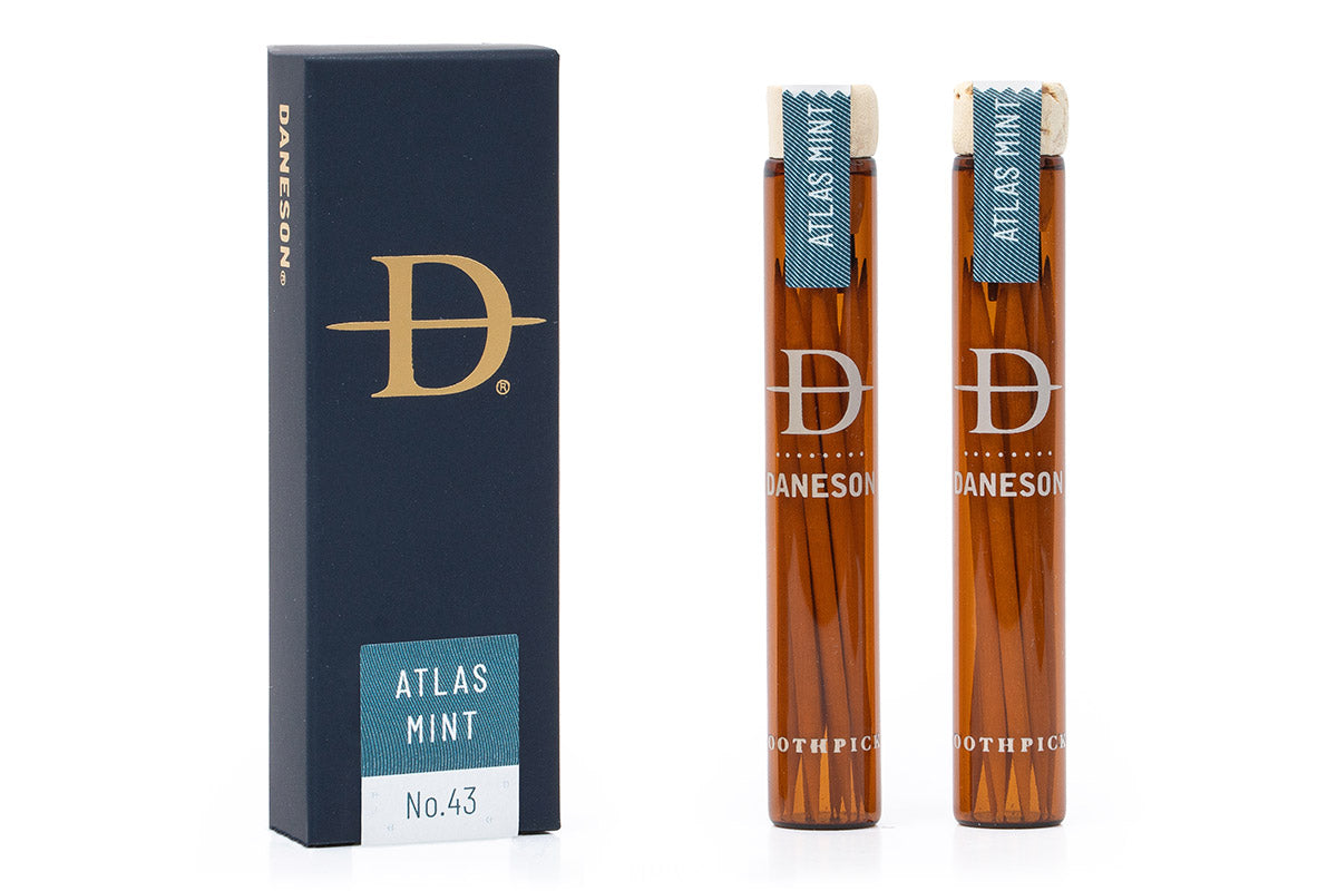 A 2 pack of Atlas Mint flavored Daneson toothpicks.
