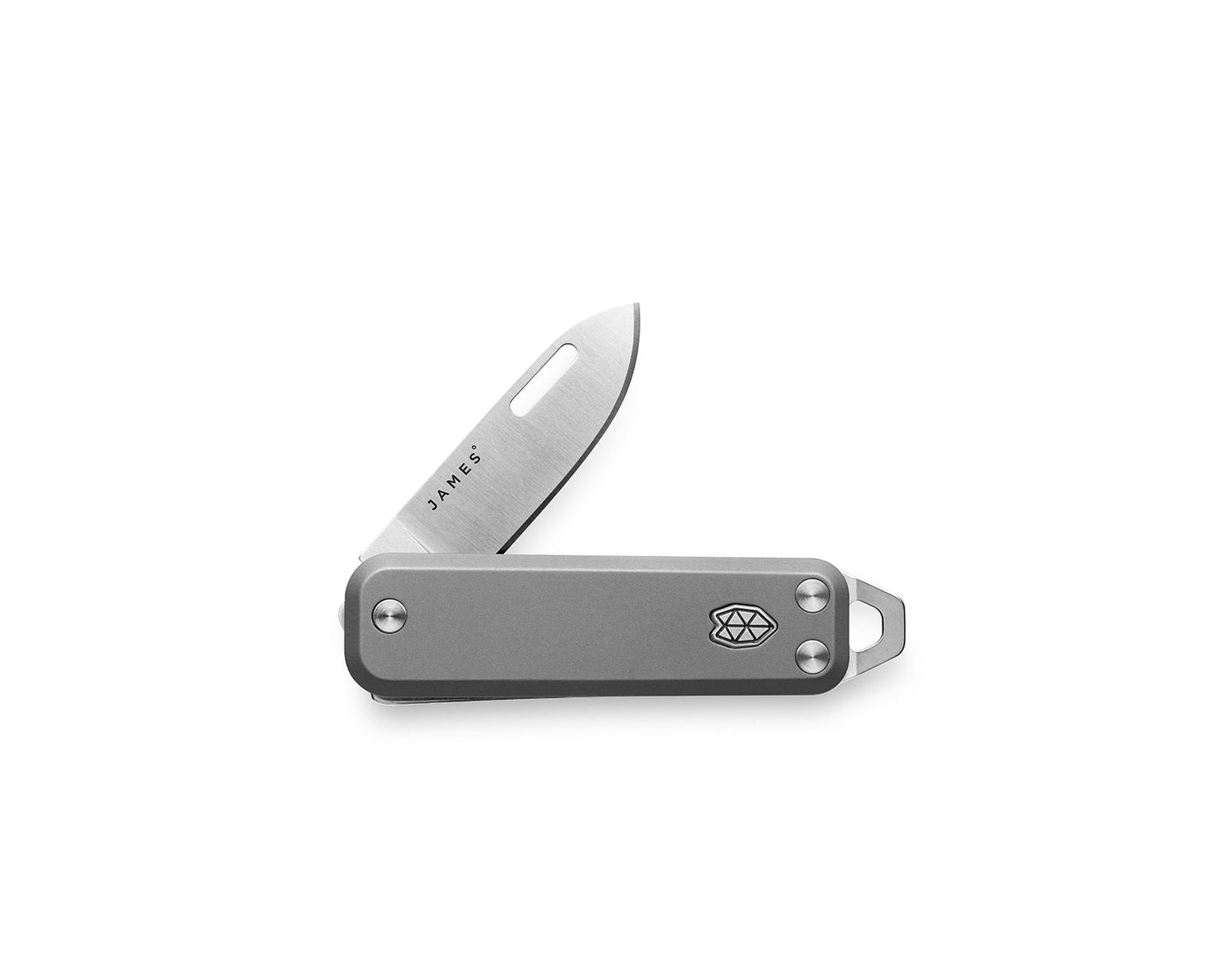 The Elko EDC keychain slip joint folding pocket knife with titanium handle and stainless steel blade.