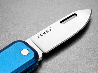 The blade of The Elko EDC keychain slip joint folding pocket knife.