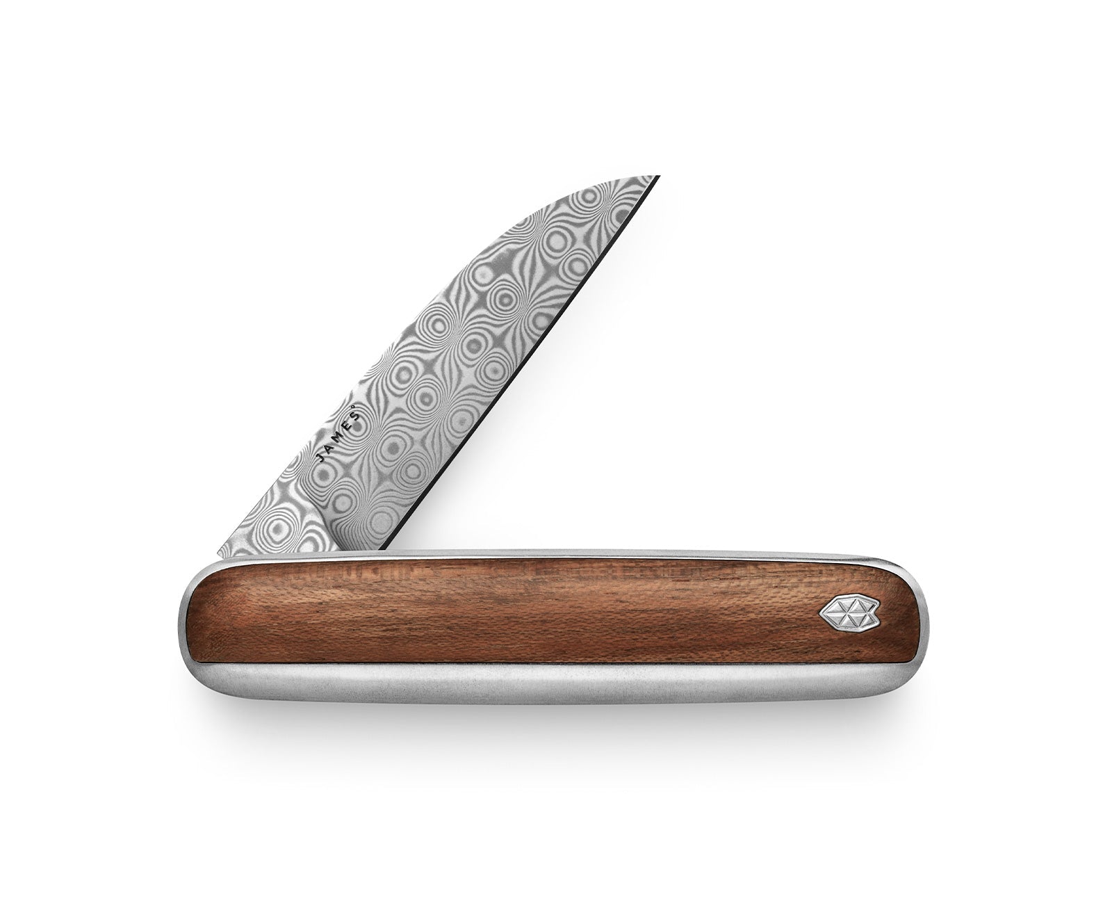 The Pike classic EDC folding gentlemens slip joint pocket knife with rosewood handle and damasteel blade.