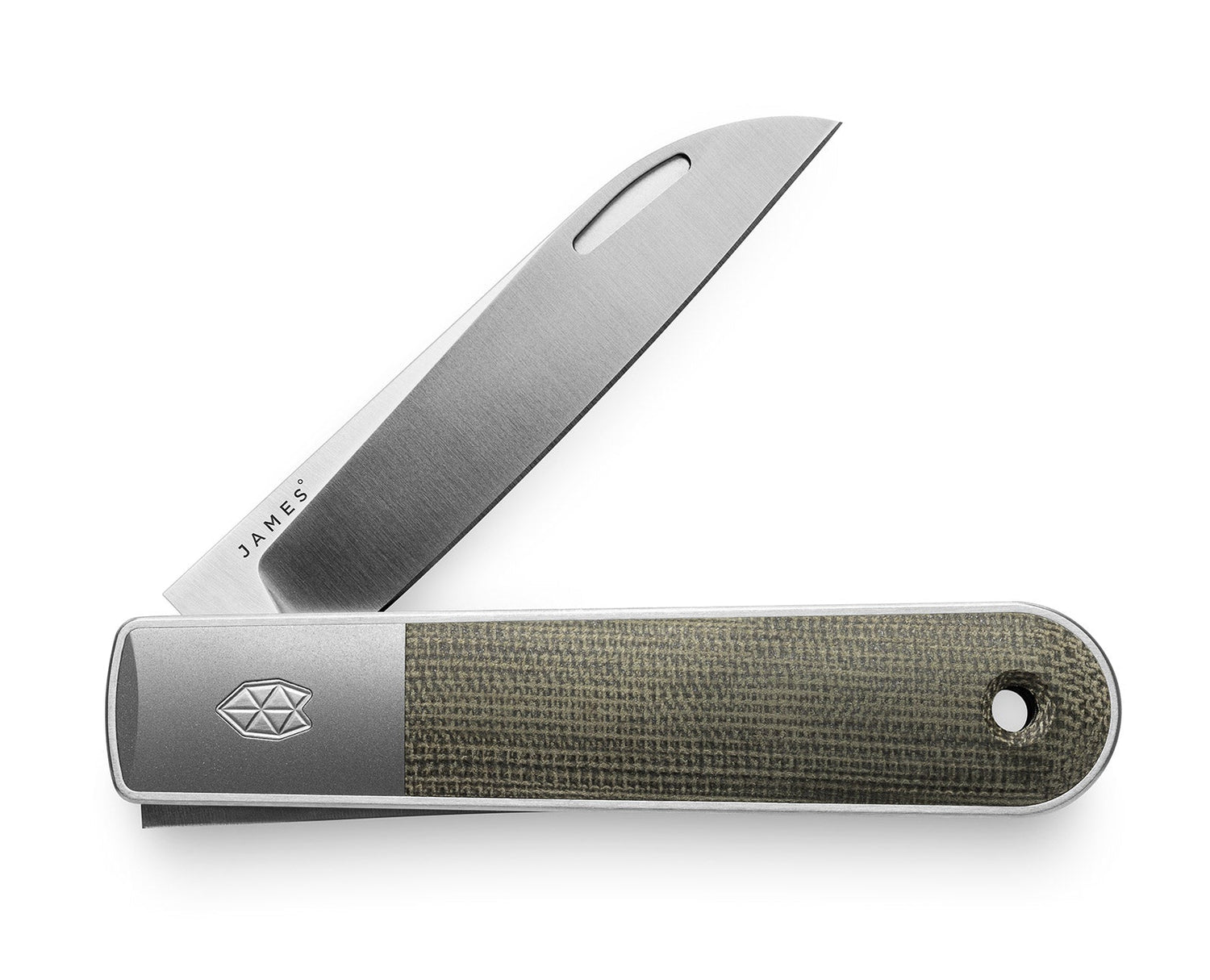 The Wayland classic EDC slip joint folding Barlow pocket knife with OD green handle and stainless steel blade.