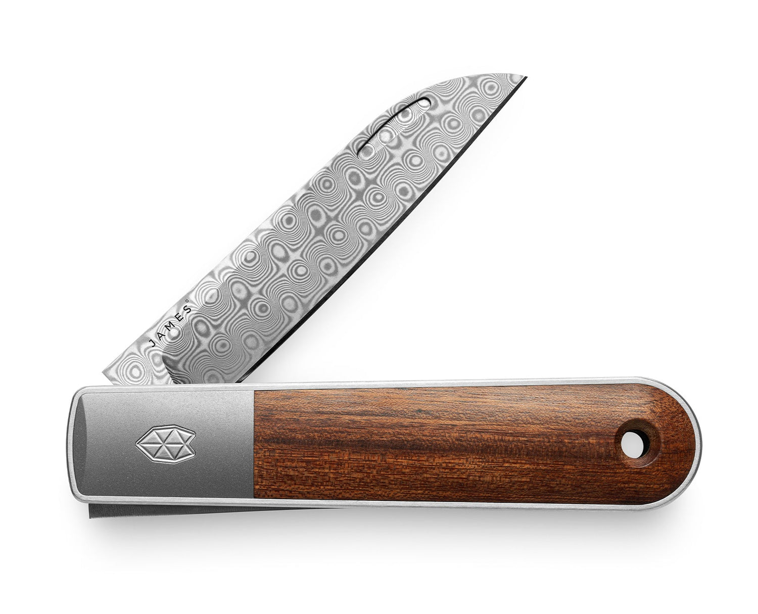 The Wayland classic Barlow EDC folding slip joint pocket knife with rosewood handle and damasteel blade.
