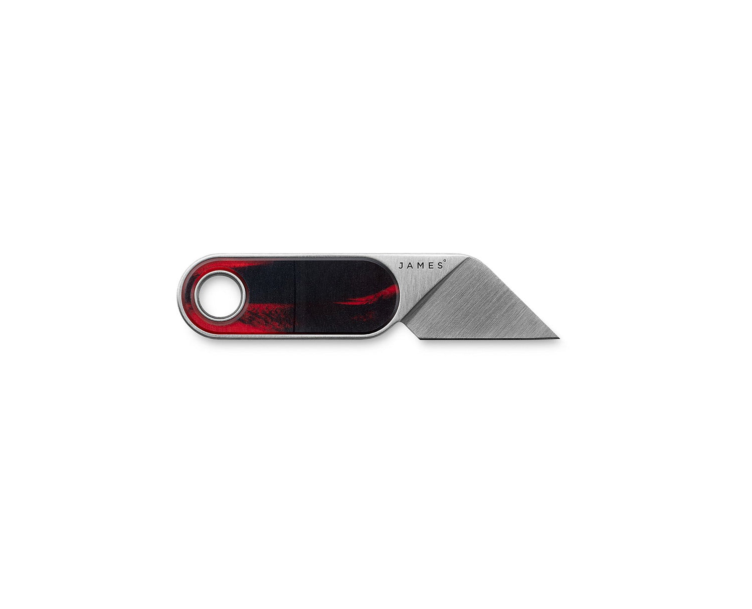 The Abbey mini fixed blade fixed blade knife with red tie dye vinyl.