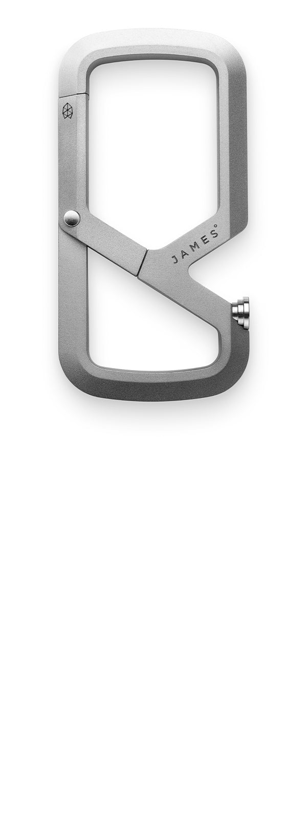 The Mehlville EDC keychain carabiner in titanium.
