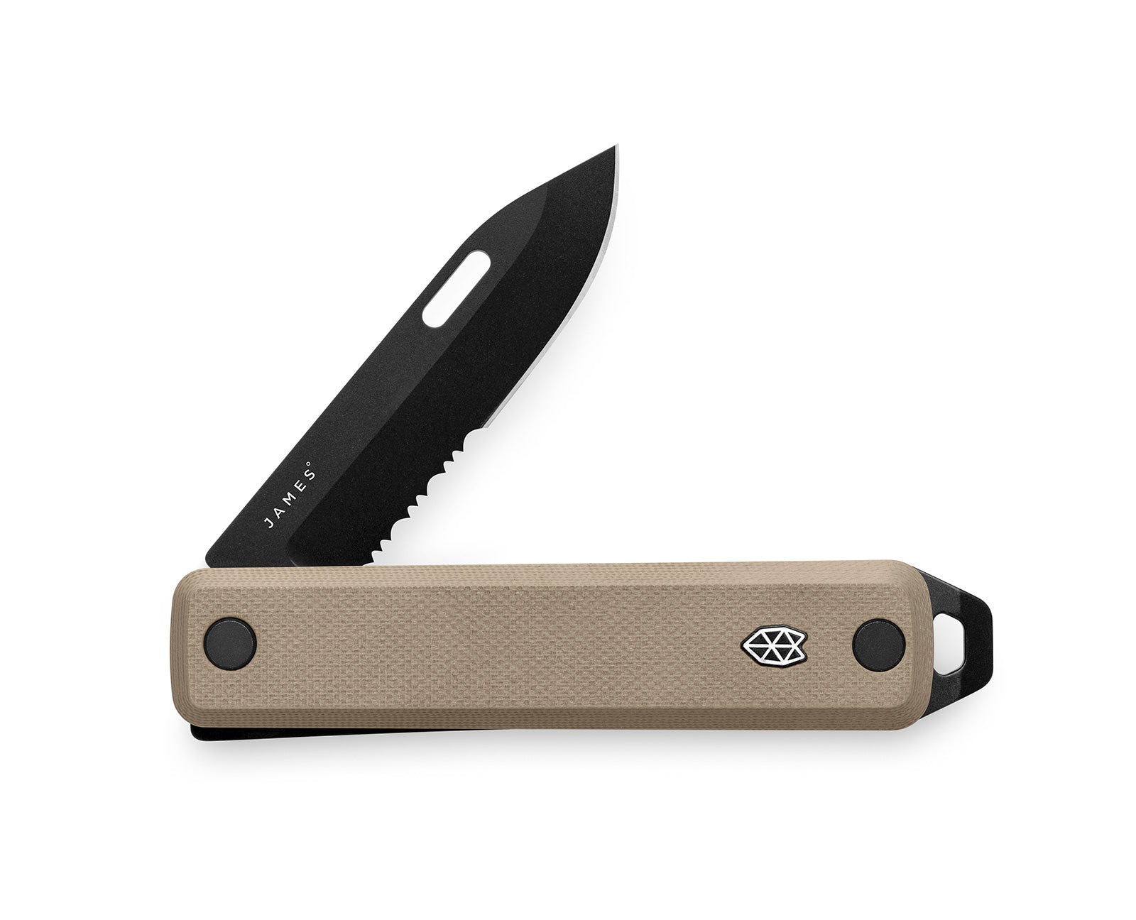 The Ellis Slim EDC slip joint folding pocket knife in coyote tan with black blade.