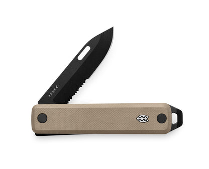 The Ellis Slim EDC slip joint folding pocket knife in coyote tan with black blade.
