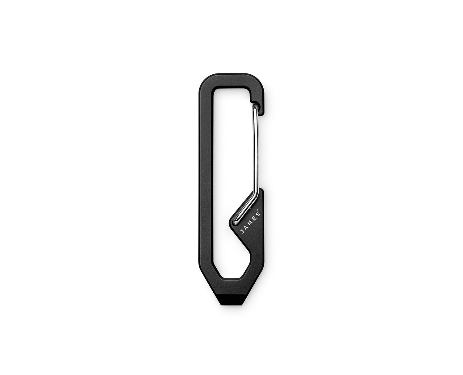 The Holcombe EDC keychain carabiner in black and stainless.