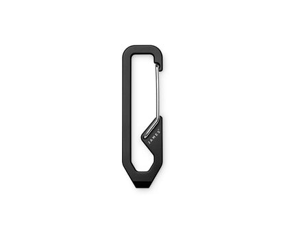 The Holcombe EDC keychain carabiner in black and stainless.