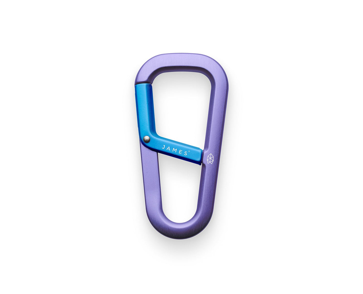 The Hardin EDC keychain carabiner in atomic purple and desert sky.