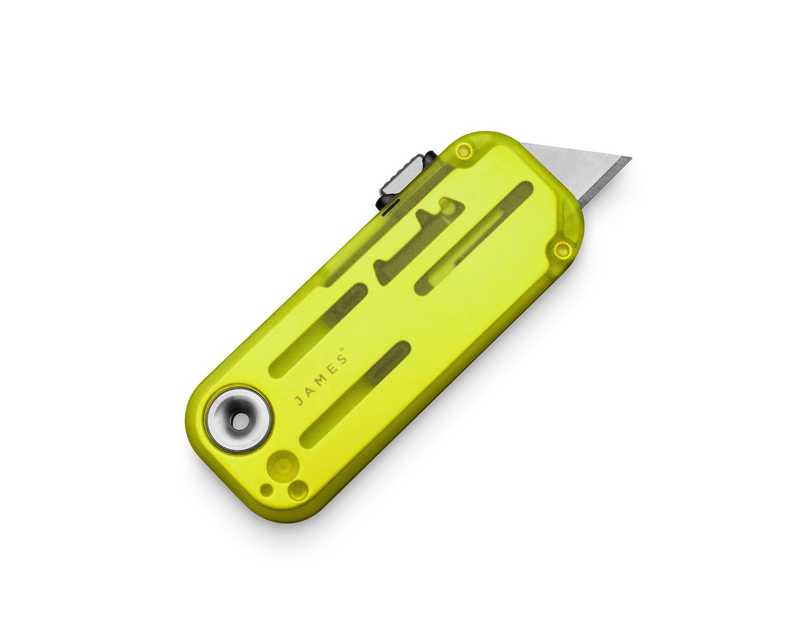 The Palmer Clear EDC utility box cutter knife in electric green.