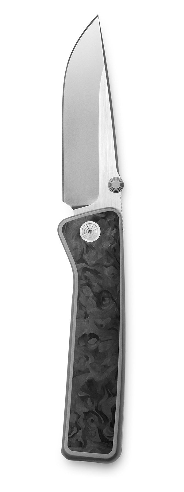 The Barnes EDC integral titanium pocket knife with a carbon fiber scale.