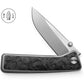 The limited edition Barnes EDC integral titanium pocket knife with a carbon fiber scale.