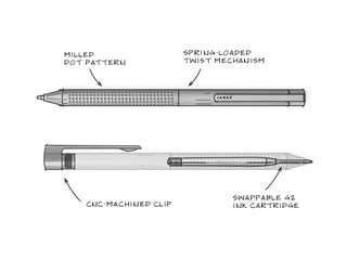 A sketch of The Bolen EDC twist pen.