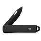 The Ellis Slim EDC slip joint folding pocket knife in all black half open.