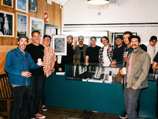 The James Brand crew hanging out at an art opening of Schoph.