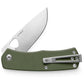 The Folsom EDC folding liner lock pocket knife with a OD green handle and stainless steel blade.