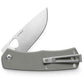 The FolsomEDC folding liner lock pocket knife with a primer gray handle and stainless steel blade.