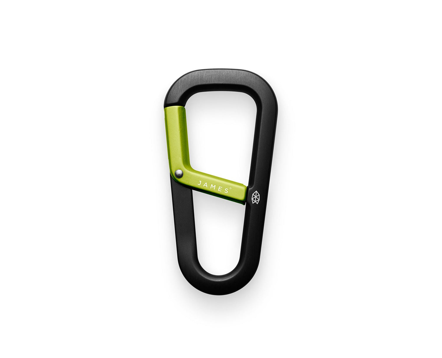 The Hardin EDC keychain carabiner in black and electric moss.