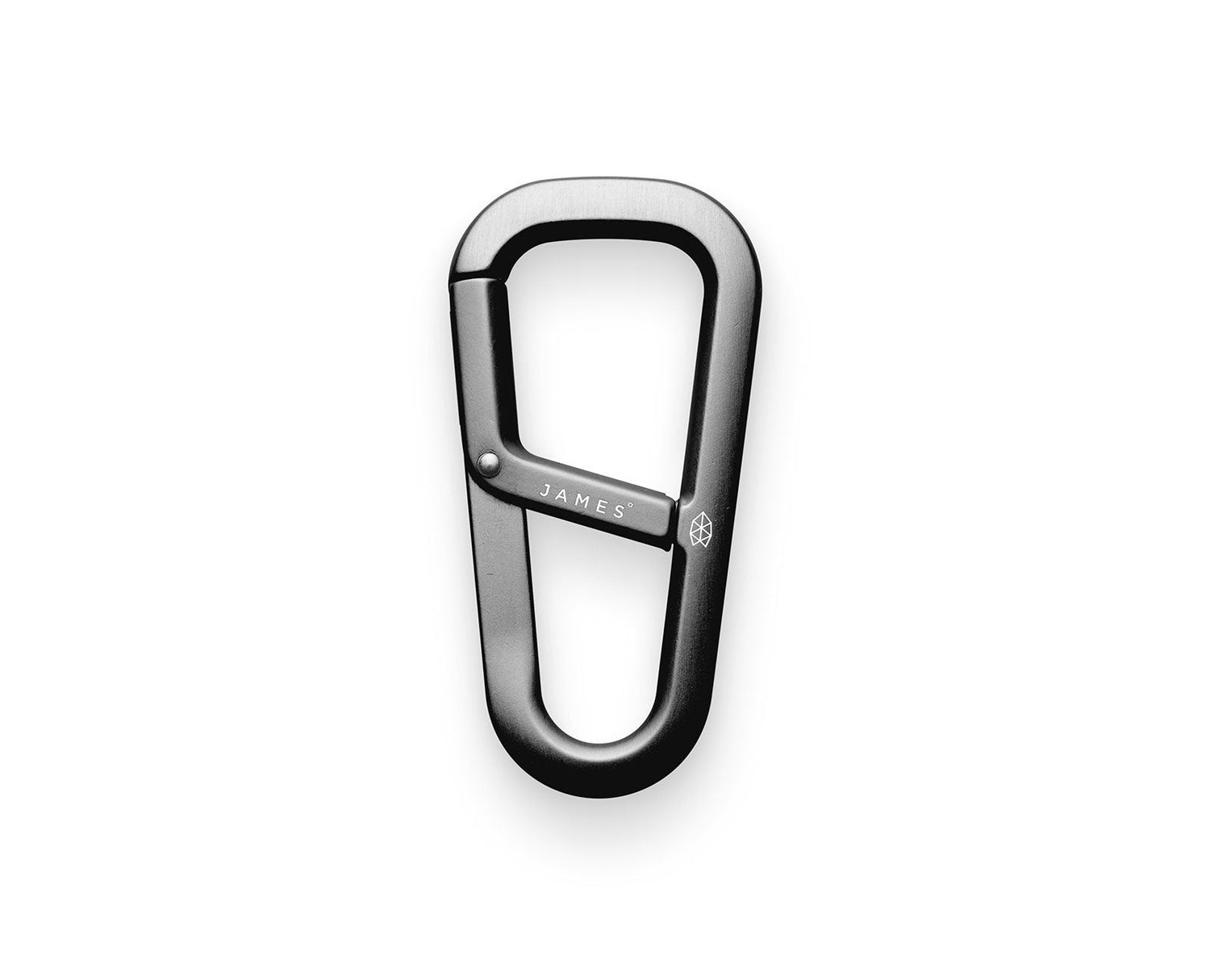 The Hardin EDC keychain carabiner in space gray.