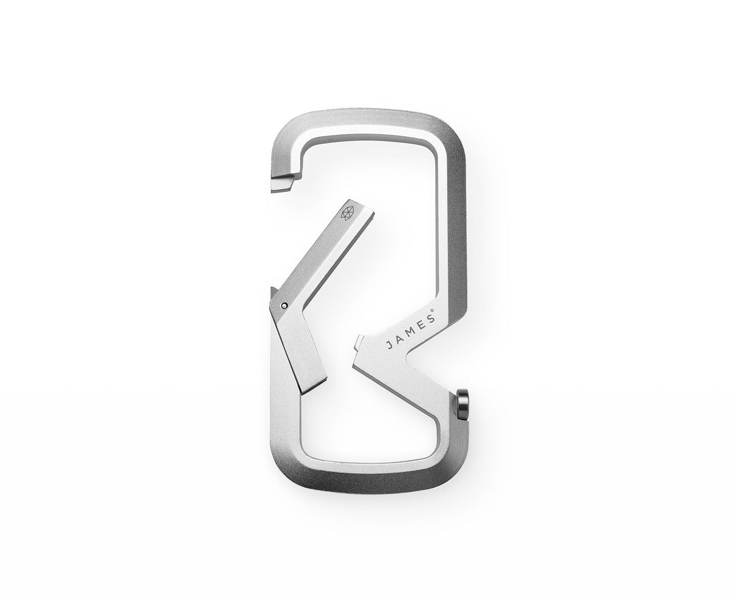 The Mehlville EDC keychain carabiner in titanium with clasp open