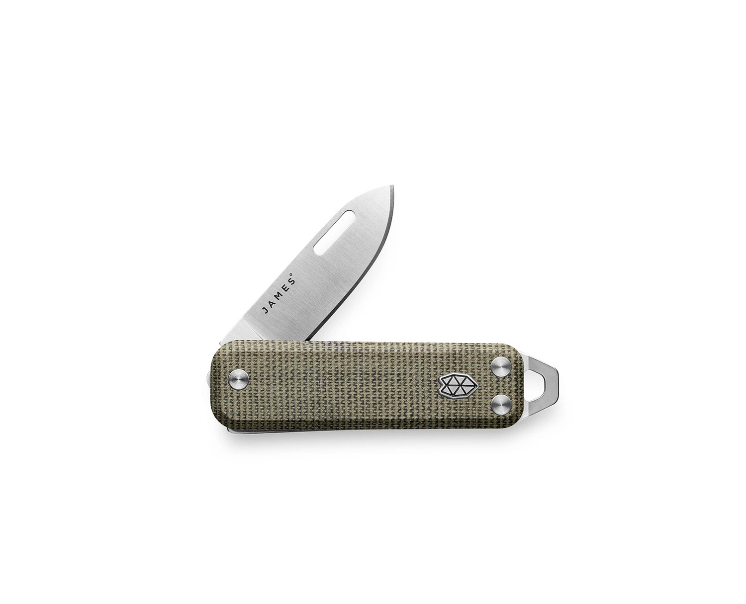 The Elko EDC slip joint keychain folding pocket knife in OD green micarta and stainless steel.