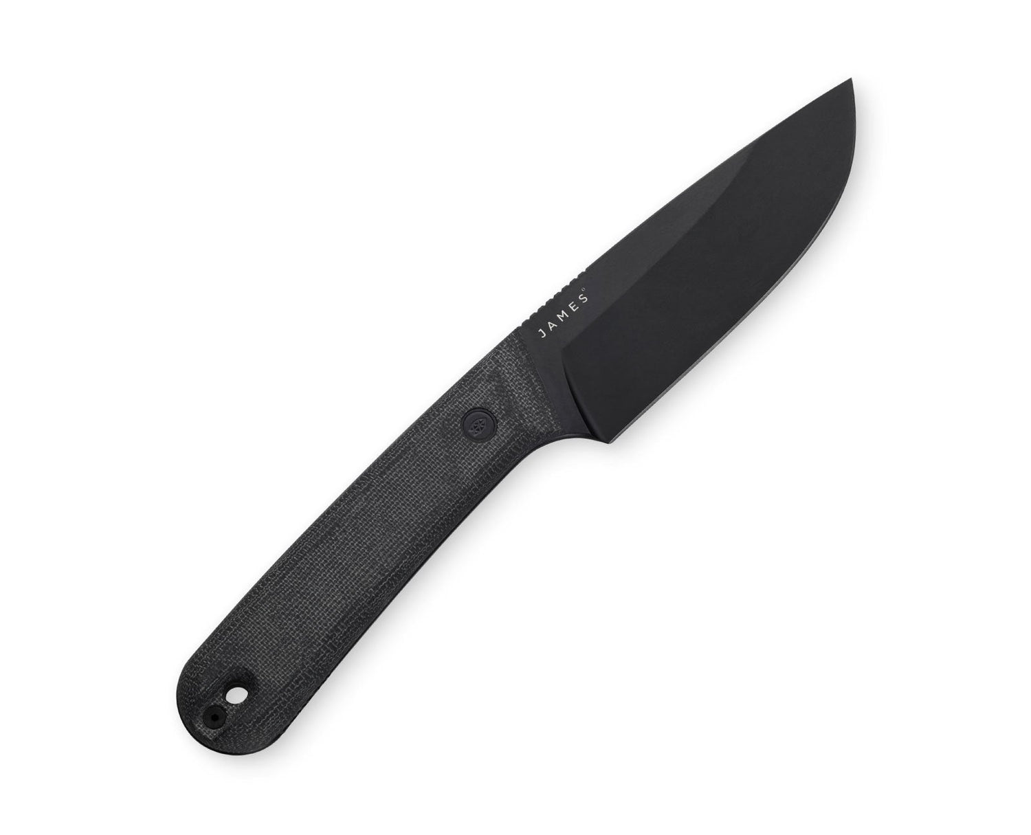 The Hell Gap fixed blade camping knife with black handle and black blade.