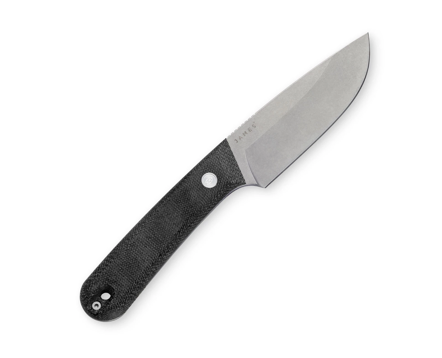 The Hell Gap fixed blade camping knife with black handle and stainless steel blade.
